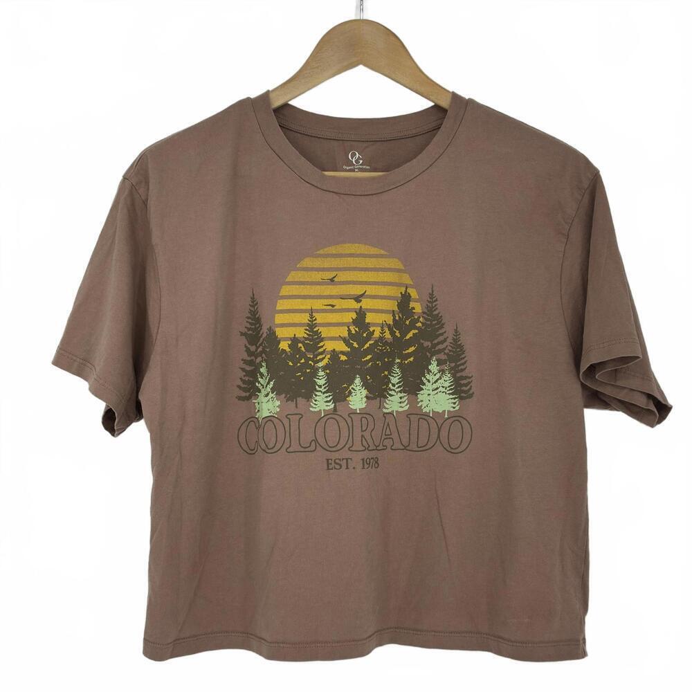 Organic Generation Colorado Tree Nature Sun Graphic T-Shirt, XL